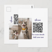 動物シンプル名詳細QRコード追加文字写真 ポストカード (正面/裏面)