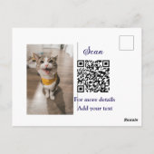 動物シンプル名詳細QRコード追加文字写真 ポストカード (裏面)