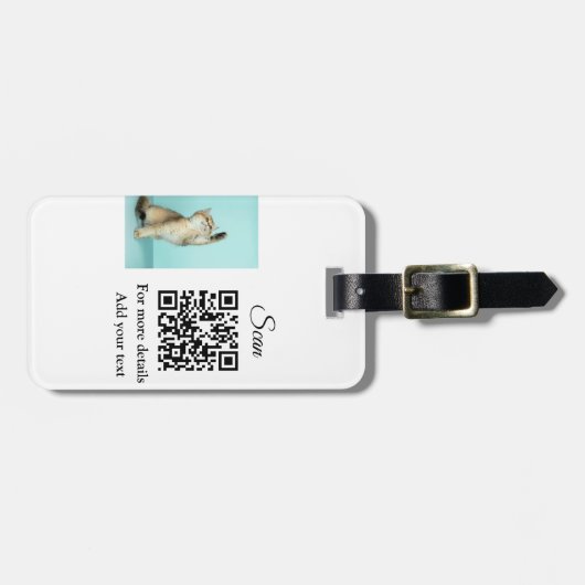 動物シンプル名詳細QRコード追加文字写真 ラゲッジタグ (正面横)