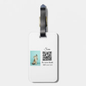 動物シンプル名詳細QRコード追加文字写真 ラゲッジタグ (裏面縦)