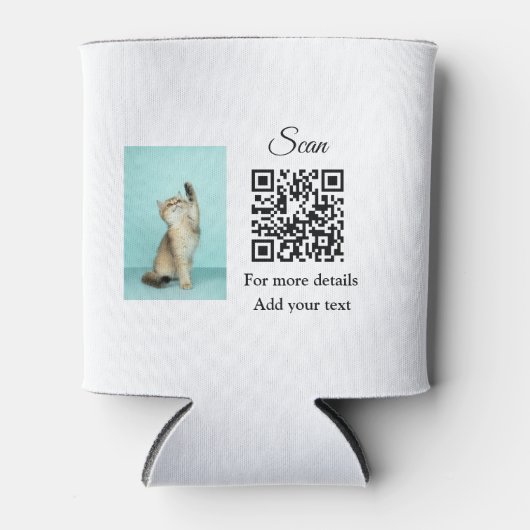 動物シンプル名詳細QRコード追加文字写真 缶クーラー (正面)