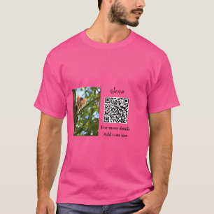 動物シンプル名詳細QRコード追加文字写真 Tシャツ