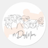 動物シール犬のママ ラウンドシール (正面)