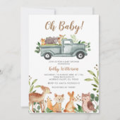 動物ジャングルトラックベビーシャワー招待状 招待状 (正面)