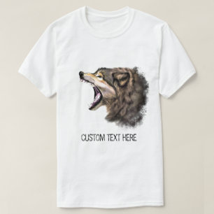 動物スケッチコレクションビッグウルフ-テキストの追加 Tシャツ