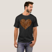 動物スタイリッシュ用肌ヒョウ柄ハート Tシャツ (正面フル)