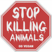 動物ストップ殺し、ビーガン活動 シール (正面)