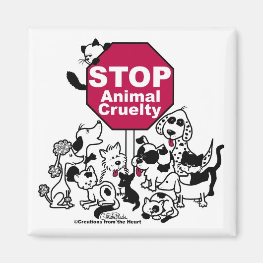 動物ストップ虐待 マグネット (正面)