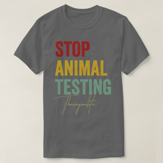 動物ストップ試験ビーガン動物権利運動 Tシャツ (デザイン正面)