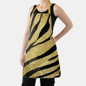 動物ストライプの模様、タイガーブラック&金ゴールドグリッター エプロン (インサイチュ)