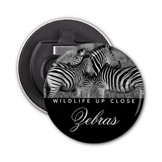 動物ストライプ白黒野生動物アップクローズ 栓抜き (正面)