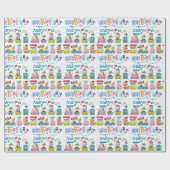 動物トレインパーソナライズネーム子供の誕生日 ラッピングペーパー (フラット)