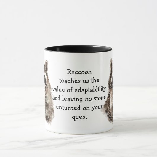 動物トーテム,スピリチュアル,インスピレーションかわいいラクーン マグカップ (中央)
