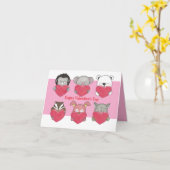 動物ハート　クラスバレンタインデー　折り畳みカード カード (黄色い花)