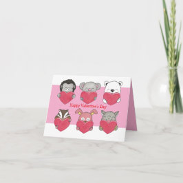 動物ハート　クラスバレンタインデー　折り畳みカード カード