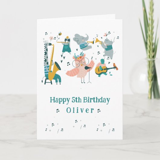 動物バンド付きピンクソングバード カード (正面)