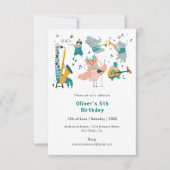 動物バンド付きピンクソングバード 招待状 (正面)