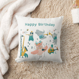 動物バンド付きピンクソンバード誕生日 クッション