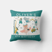 動物バンド付きピンクソンバード誕生日 クッション (裏面)