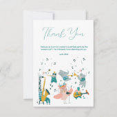 動物バンド付きピンクソンバード誕生日 サンキューカード (正面)