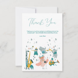 動物バンド付きピンクソンバード誕生日 サンキューカード