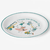 動物バンド付きピンクソンバード誕生日 ペーパープレート (アングル)