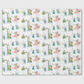 動物バンド付きピンクソンバード誕生日 ラッピングペーパー (フラット)