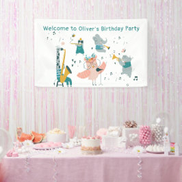 動物バンド付きピンクソンバード誕生日 横断幕