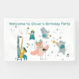 動物バンド付きピンクソンバード誕生日 横断幕