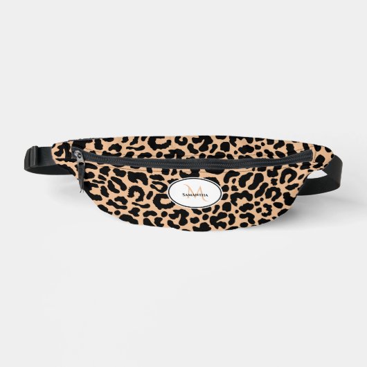 動物パターカスタマイズン名トラベル黒褐色 ファニーパック (正面)