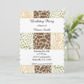 動物パターンアーストーン誕生日招待状 招待状 (スタンド正面)