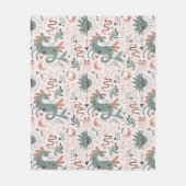 動物パターンピンク背景女の子の水色 フリースブランケット (正面)