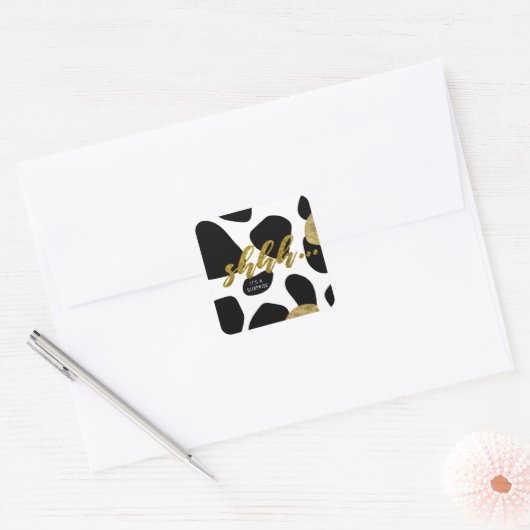 動物パターン金ゴールドサプライズ誕生日シール スクエアシール (封筒)