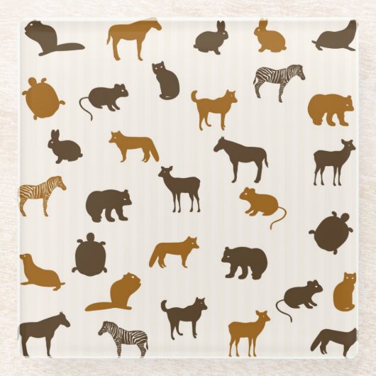 動物パターン1 ガラスコースター (正面)