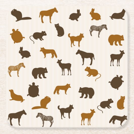 動物パターン1 スクエアペーパーコースター (正面)