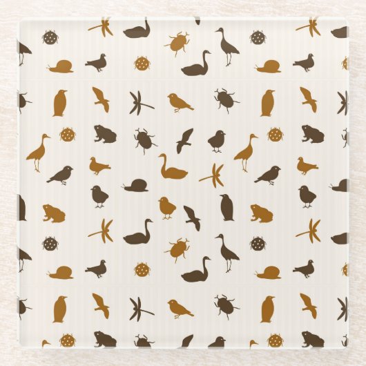 動物パターン2 ガラスコースター (正面)