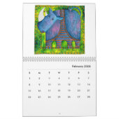 動物パターン(の模様が)ある水彩画 カレンダー (2月 2026)
