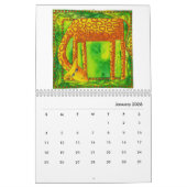 動物パターン(の模様が)ある水彩画 カレンダー (1月 2026)