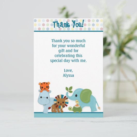 動物パレードのジャングルは3.5" x5" APKは感謝していしています(平らな) サンキューカード (スタンド正面)