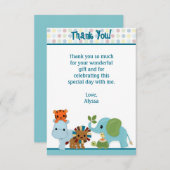 動物パレードのジャングルは3.5" x5" APKは感謝していしています(平らな) サンキューカード (正面/裏面)