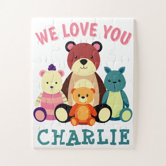 動物パーソナライズされたとの名前パズル ジグソーパズル (縦)