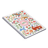 動物パーソナライズされたカラフルフォークアートフローラかわいい ノートブック (右側)