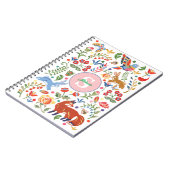 動物パーソナライズされたカラフルフォークアートフローラかわいい ノートブック (左側)