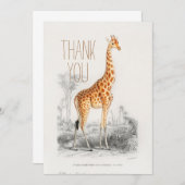 動物パーソナライズされたキリンありがとう サンキューカード (正面/裏面)