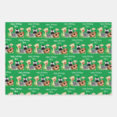 動物パーソナライズされた園誕生日緑の葉 ラッピングペーパーシート (正面2)