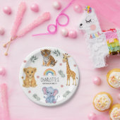 動物パーソナライズされた象ライオンタイガージュラフェ ペーパープレート (パーティー)