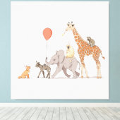 動物パーティーかわいい子供部屋アート誕生日の犬 キャンバスプリント (インサイチュ (ウッドフロア))