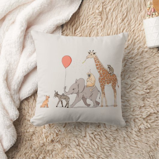 動物パーティーかわいい子供部屋アート誕生日の犬 クッション (ブランケット)