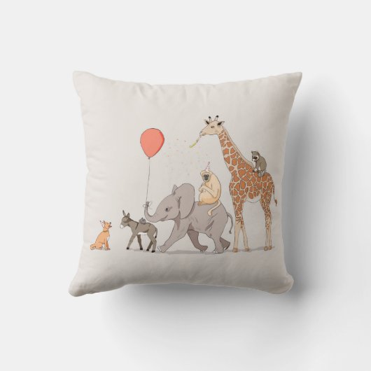 動物パーティーかわいい子供部屋アート誕生日の犬 クッション (裏面)