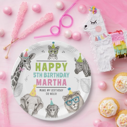 動物パーティー野生動物誕生日紙プレート ペーパープレート (パーティー)